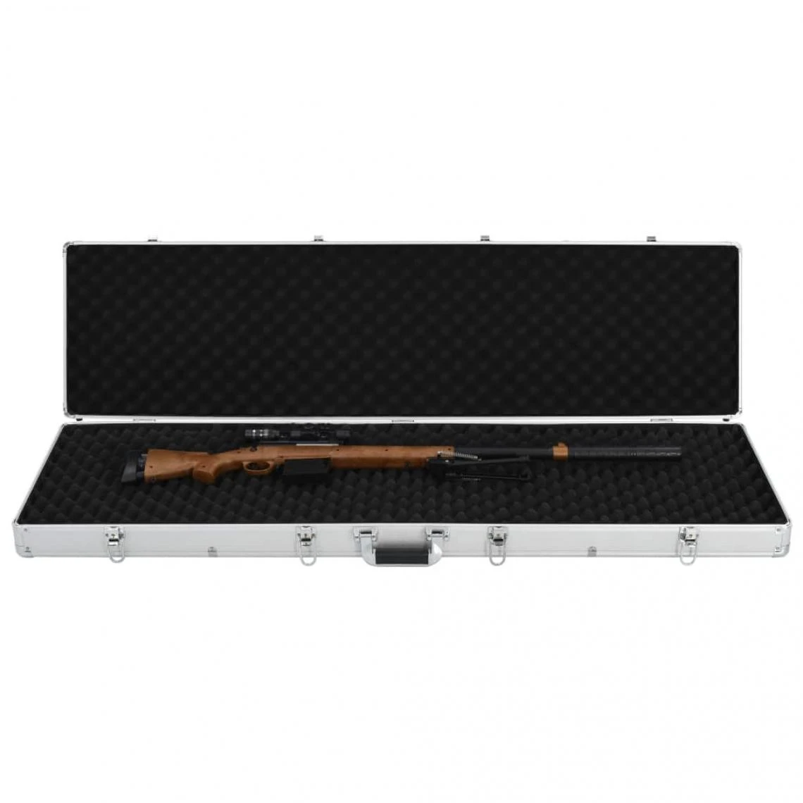 VidaXL Mallette Pour Arme à Feu Argenté 134 X 35 X 12 Cm Aluminium 4 VidaXL Mallette Pour Arme à Feu Argenté 134 X 35 X 12 Cm Aluminium – Image 2