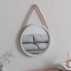 VidaXL Miroir Mural Avec Sangle Argenté Ø 45 Cm