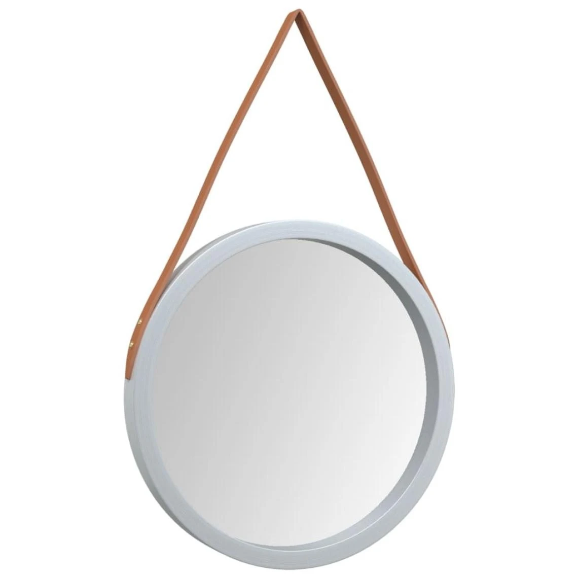 VidaXL Miroir Mural Avec Sangle Argenté Ø 45 Cm 4 VidaXL Miroir Mural Avec Sangle Argenté Ø 45 Cm – Image 2
