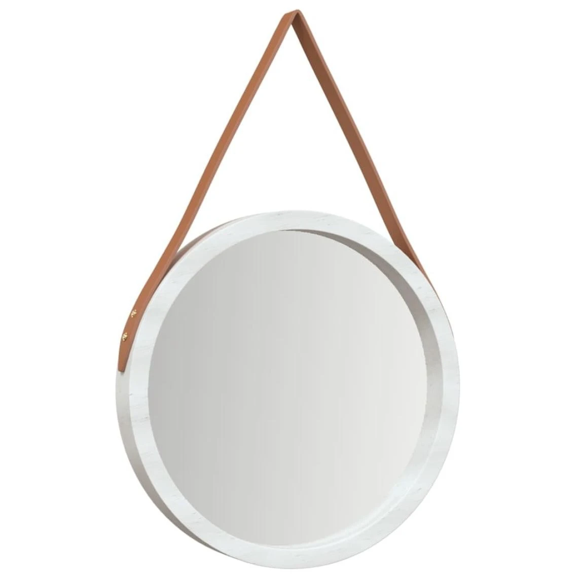 VidaXL Miroir Mural Avec Sangle Blanc Ø 35 Cm 4 VidaXL Miroir Mural Avec Sangle Blanc Ø 35 Cm – Image 2