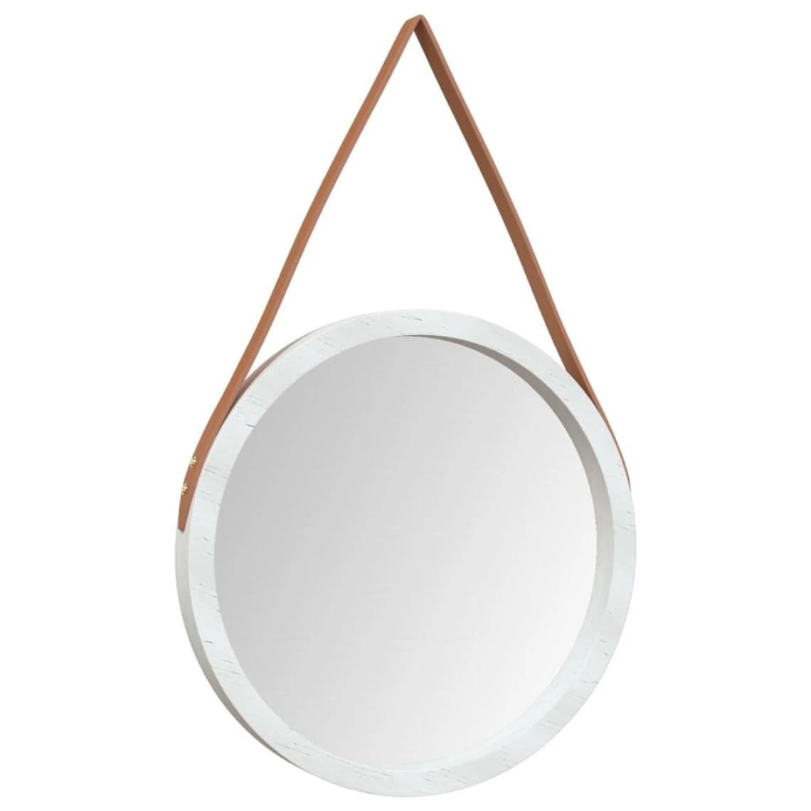 VidaXL Miroir Mural Avec Sangle Blanc Ø 45 Cm 4 VidaXL Miroir Mural Avec Sangle Blanc Ø 45 Cm – Image 2