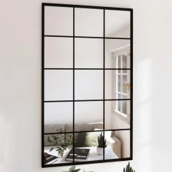 VidaXL Miroir Mural Noir 100x60 Cm Métal