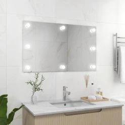 VidaXL Miroir Mural Sans Cadre Avec Lampes LED Rectangulaire Verre