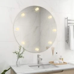 VidaXL Miroir Mural Sans Cadre Avec Lampes LED Rond Verre -magasin Vente-unique vidaxl miroir mural sans cadre avec lampes led rond verre 11559990 30325922 1140x1140