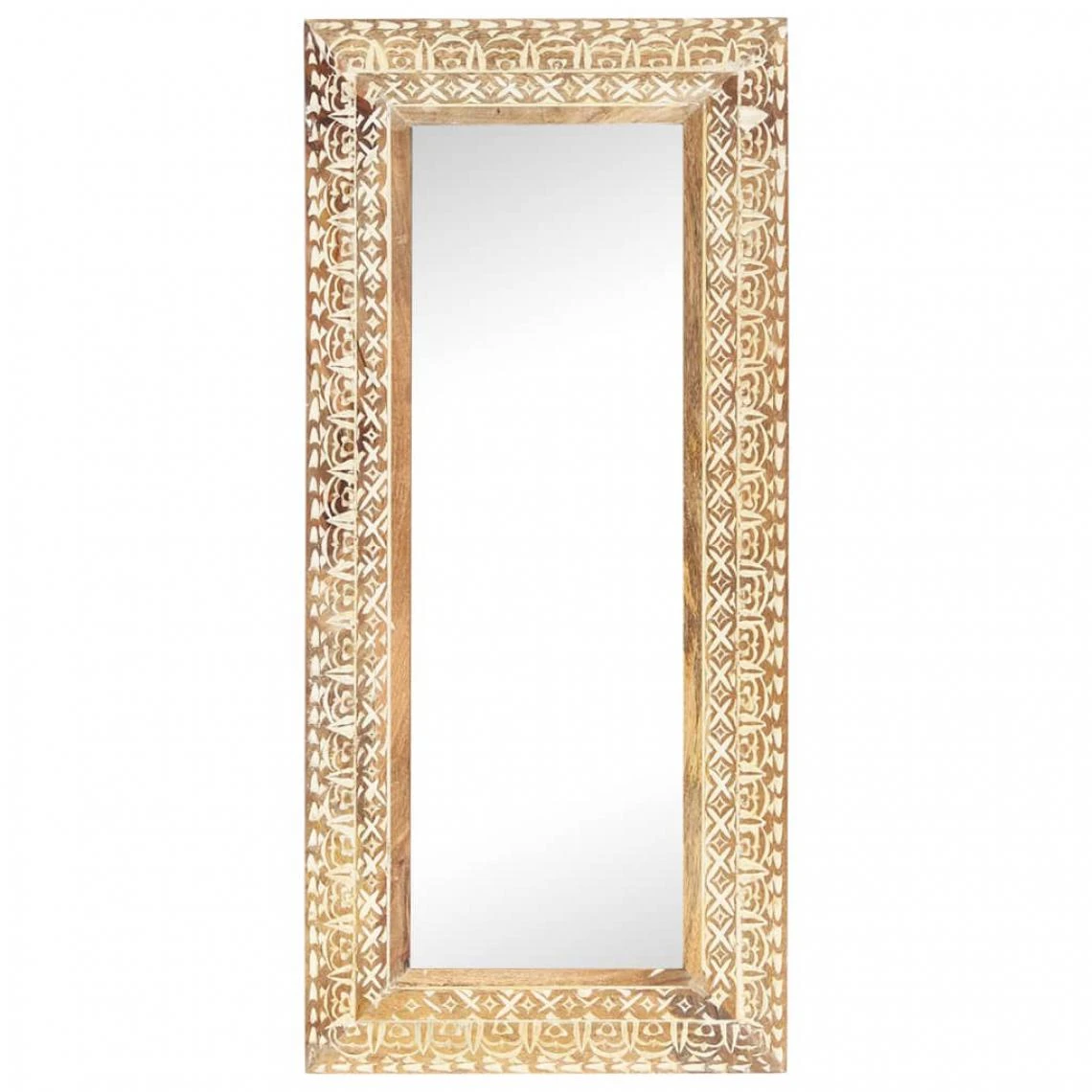 VidaXL Miroir Sculpté à La Main 110x50x2,6 Cm Bois De Manguier Solid... 4 VidaXL Miroir Sculpté à La Main 110x50x2,6 Cm Bois De Manguier Solid... – Image 2