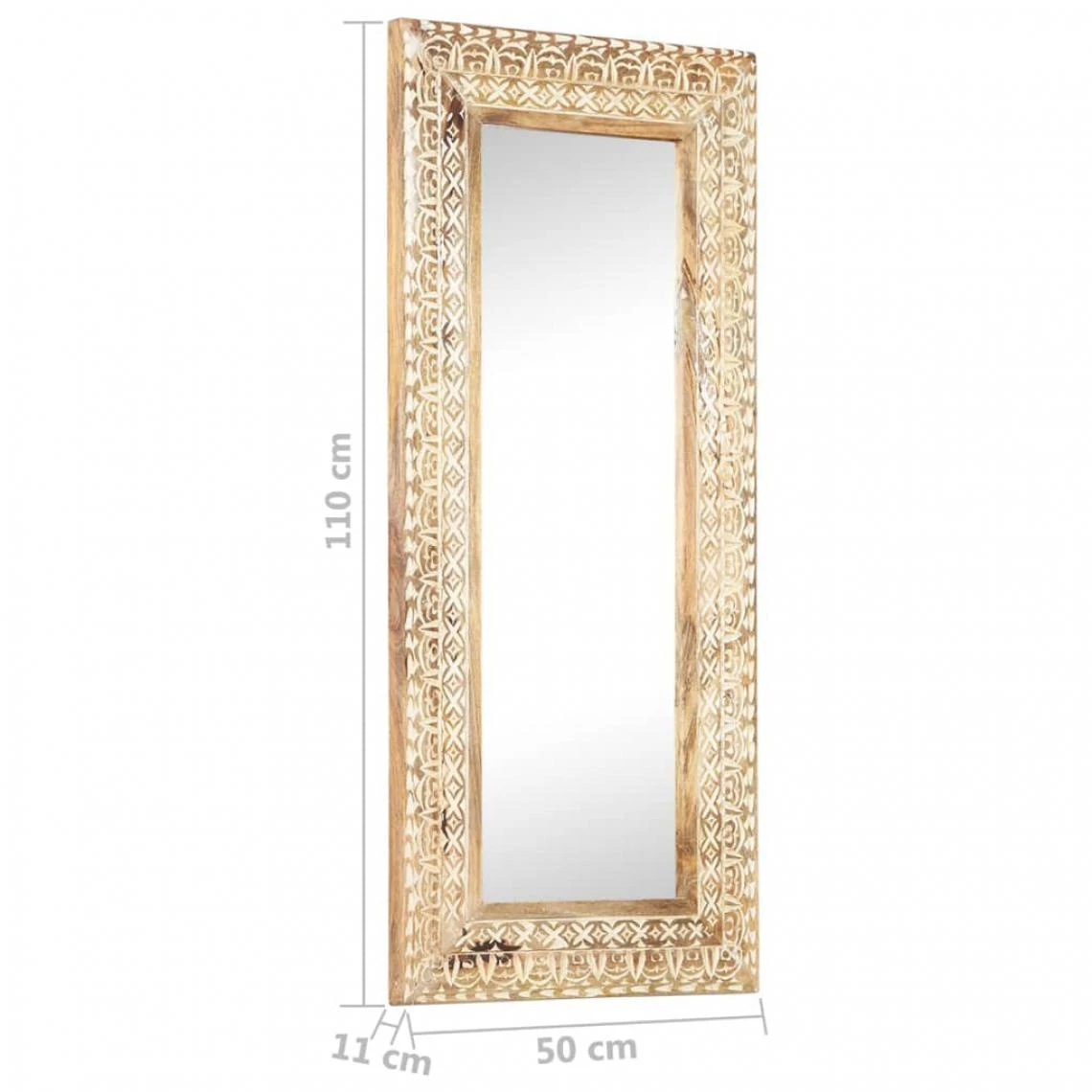 VidaXL Miroir Sculpté à La Main 110x50x2,6 Cm Bois De Manguier Solid... 7 VidaXL Miroir Sculpté à La Main 110x50x2,6 Cm Bois De Manguier Solid... – Image 5