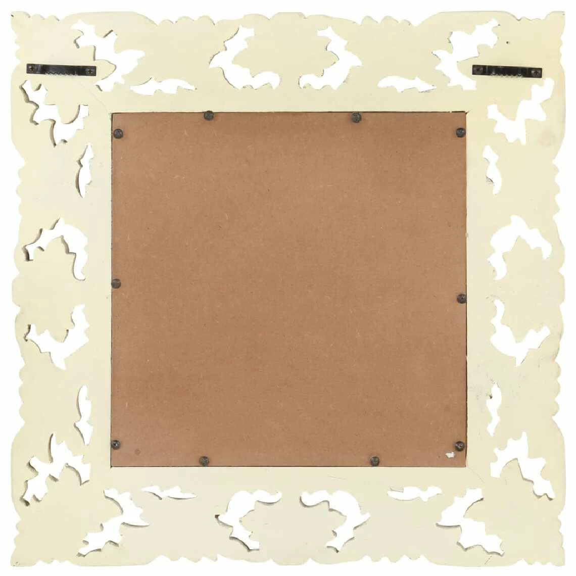 VidaXL Miroir Sculpté à La Main Blanc 50x50 Cm Bois De Manguier Mass... 5 VidaXL Miroir Sculpté à La Main Blanc 50x50 Cm Bois De Manguier Mass... – Image 3