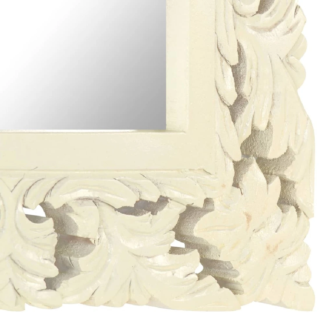 VidaXL Miroir Sculpté à La Main Blanc 50x50 Cm Bois De Manguier Mass... 6 VidaXL Miroir Sculpté à La Main Blanc 50x50 Cm Bois De Manguier Mass... – Image 4