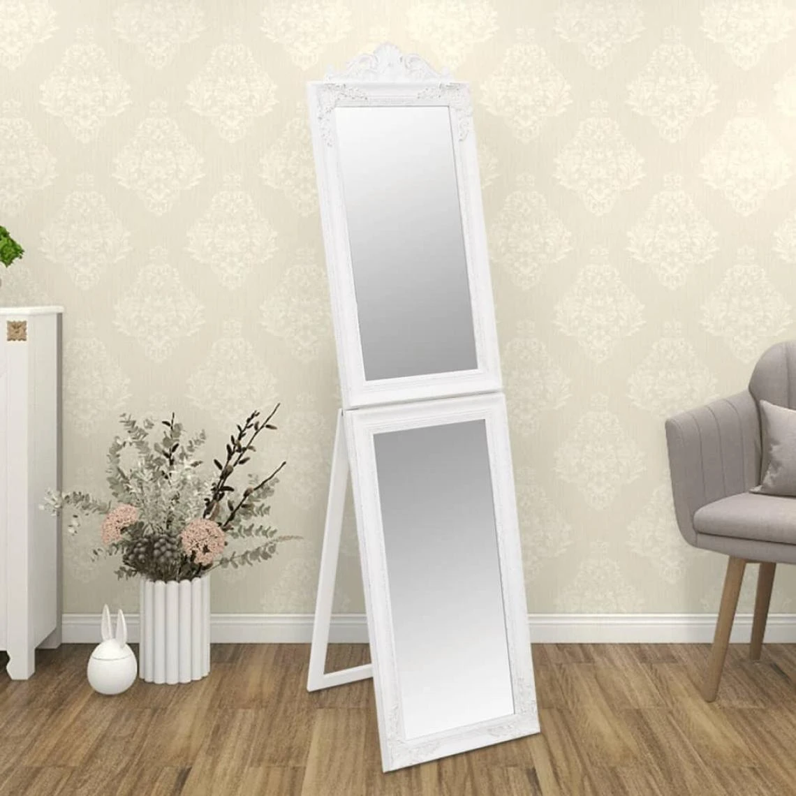 VidaXL Miroir Sur Pied Blanc 40x160 Cm 3 VidaXL Miroir Sur Pied Blanc 40x160 Cm