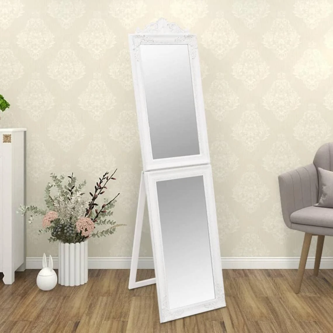 VidaXL Miroir Sur Pied Blanc 50x200 Cm 3 VidaXL Miroir Sur Pied Blanc 50x200 Cm
