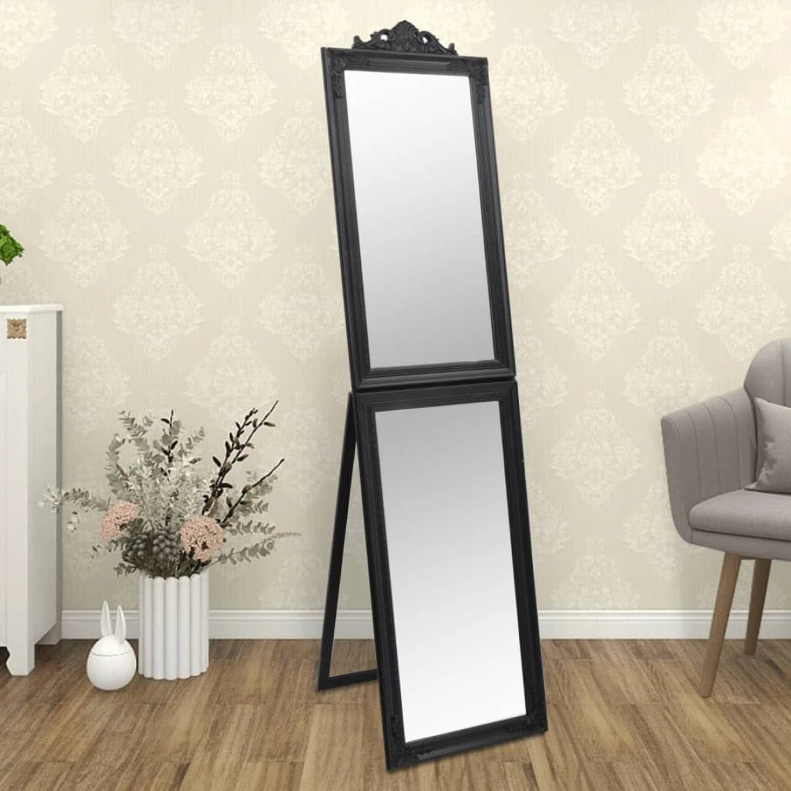 VidaXL Miroir Sur Pied Noir 50x200 Cm 3 VidaXL Miroir Sur Pied Noir 50x200 Cm